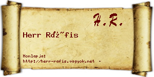 Herr Ráfis névjegykártya